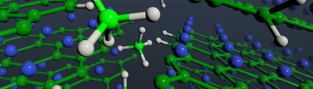 An illustration of molecules
